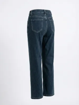Women's Dark Blue High-Waisted 7/8 Jeans — view 3