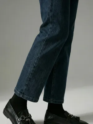 Women's Dark Blue High-Waisted 7/8 Jeans — view 5