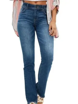 Women's Dark Blue Washed Bootcut Jeans — view 2