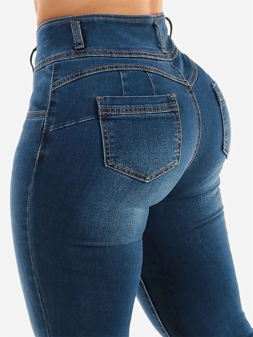 Women's Dark Blue Washed Push-Up Bootcut Jeans — quality denim, made to last