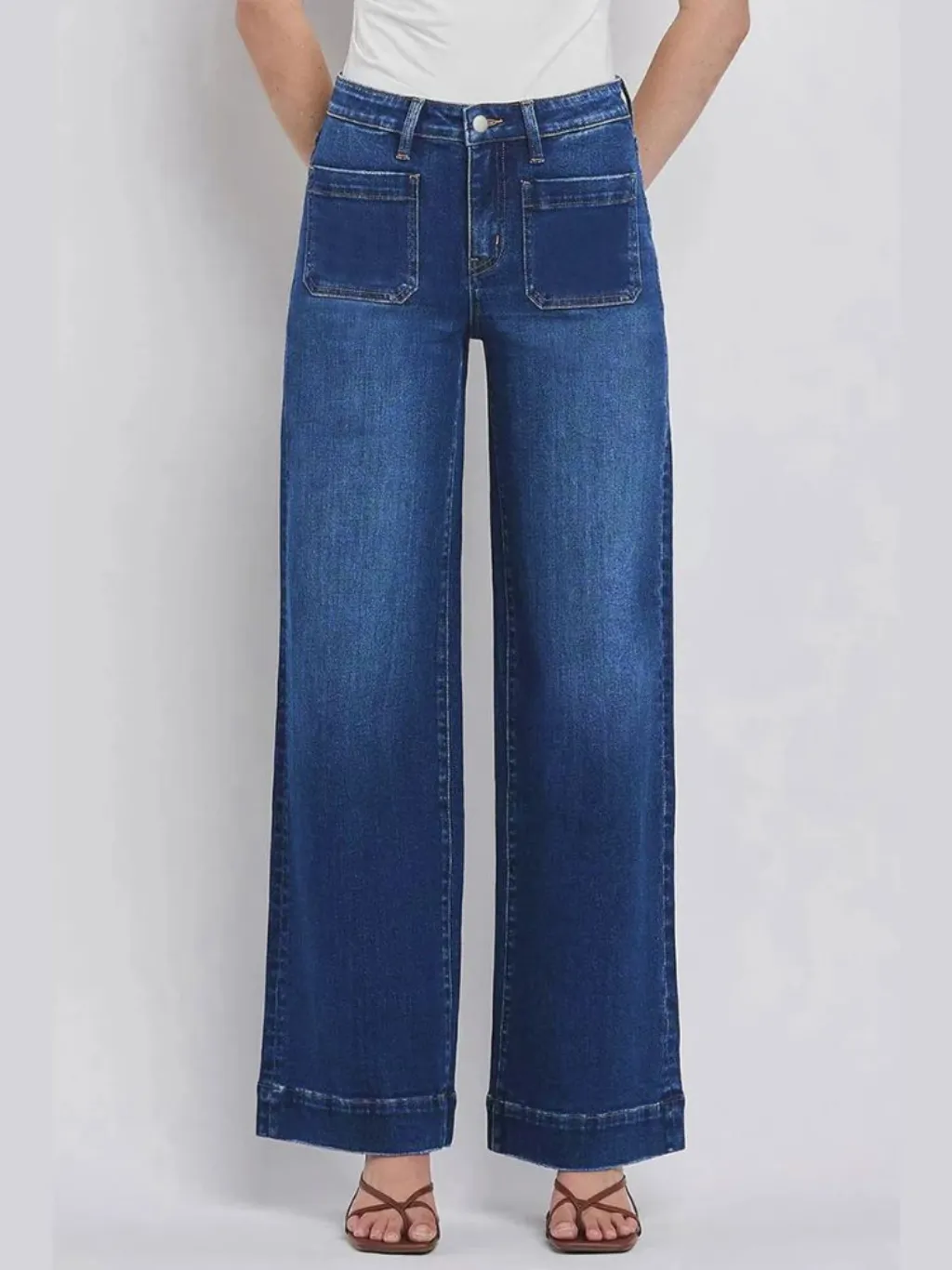 Women's Dark Blue Washed Wide-Leg Jeans — a pair designed to be worn everywhere