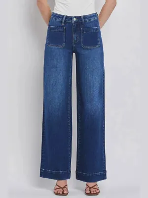 Women's Dark Blue Washed Wide-Leg Jeans — view 2