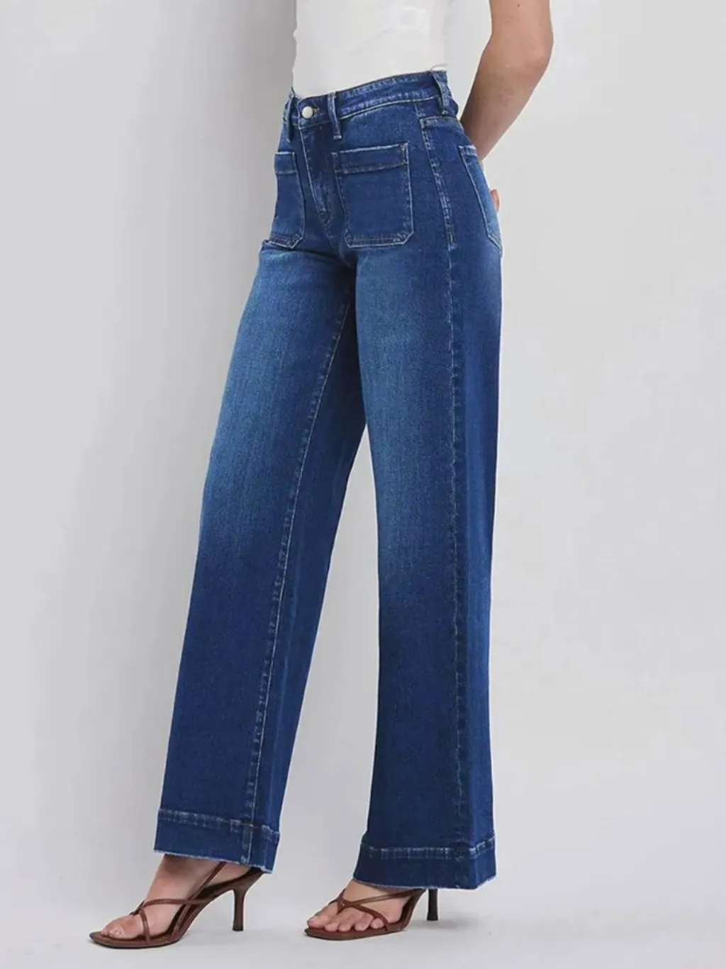 Women's Dark Blue Washed Wide-Leg Jeans — quality denim, made to last