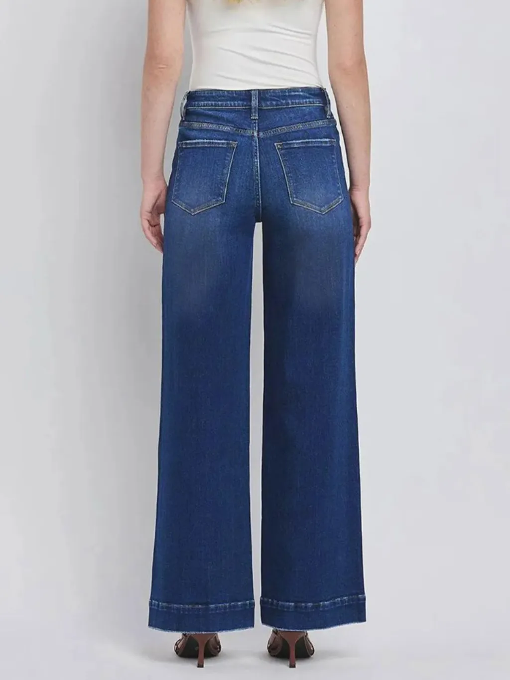 Women's Dark Blue Washed Wide-Leg Jeans — endless ways to style it