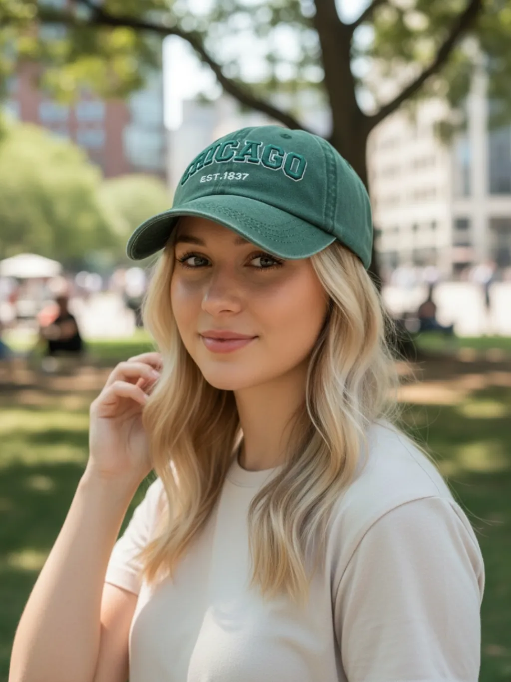 Women's Denim Cap with Chicago Embroidery — a pair designed to be worn everywhere