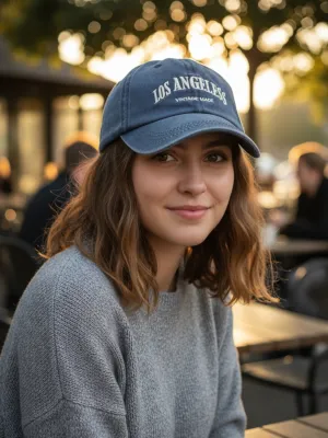 Women's Denim Cap with Vintage Los Angeles Embroidery — view 6