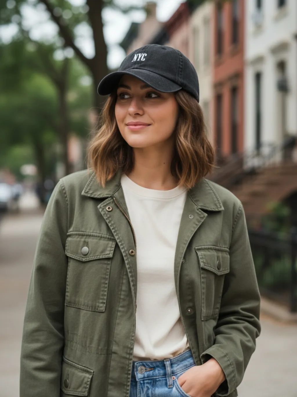 Women's Denim Cap with NYC Embroidery — quality denim, made to last