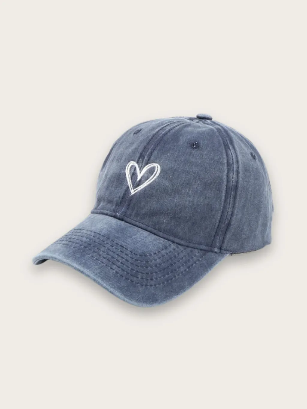 Women's Denim Cap with Minimalist White Heart