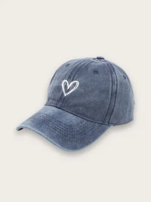 Women's Denim Cap with Minimalist White Heart — view 1
