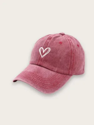 Women's Denim Cap with Minimalist White Heart — view 10