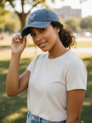 Women's Denim Cap with Minimalist White Heart — view 2