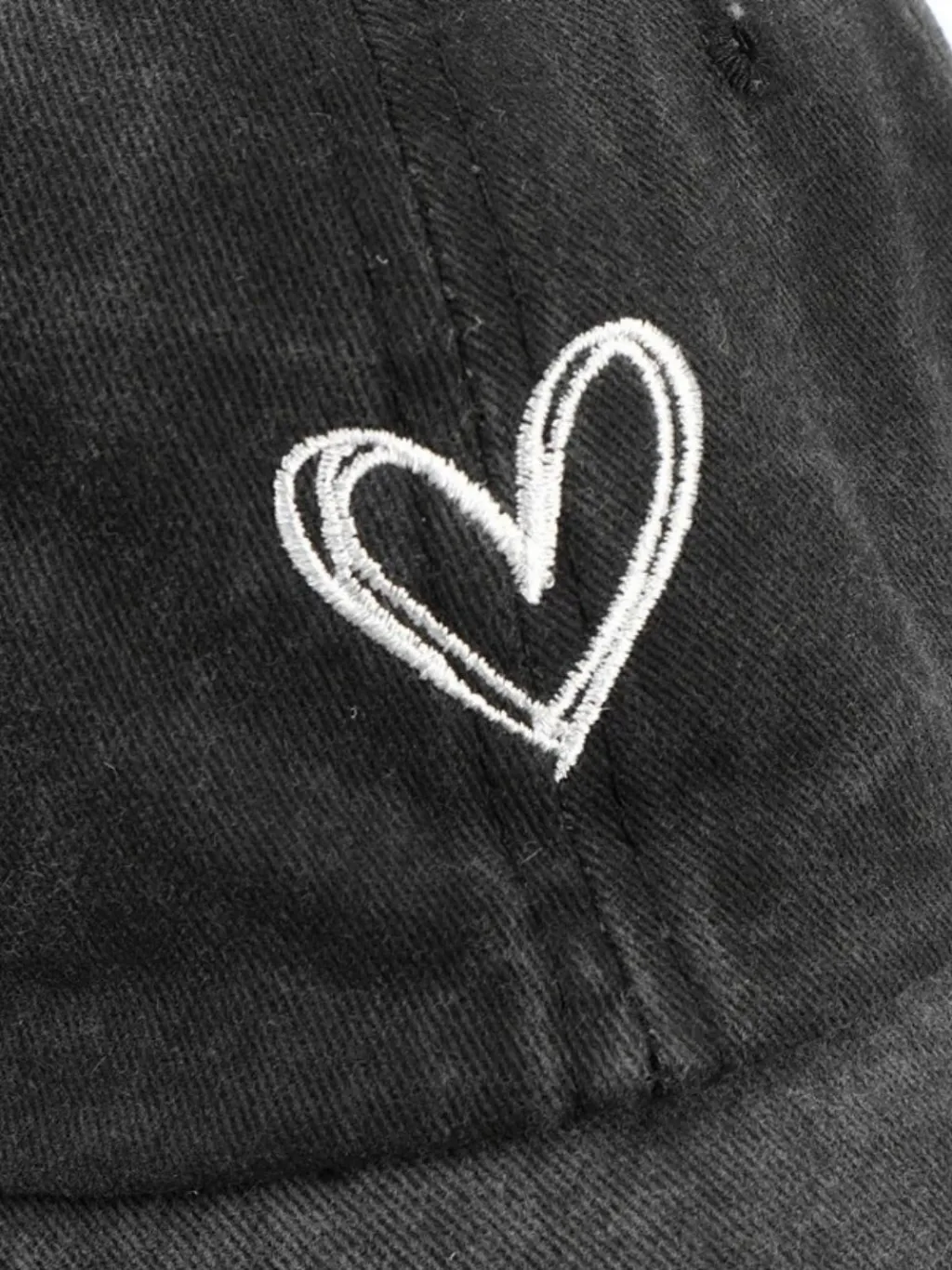 Women's Denim Cap with Minimalist White Heart — quality denim, made to last