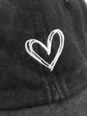 Women's Denim Cap with Minimalist White Heart — view 3