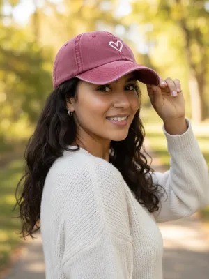 Women's Denim Cap with Minimalist White Heart — view 4