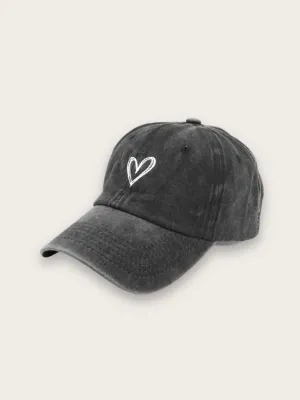 Women's Denim Cap with Minimalist White Heart — view 9