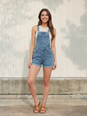 Women's Denim Dungaree Shorts — view 1