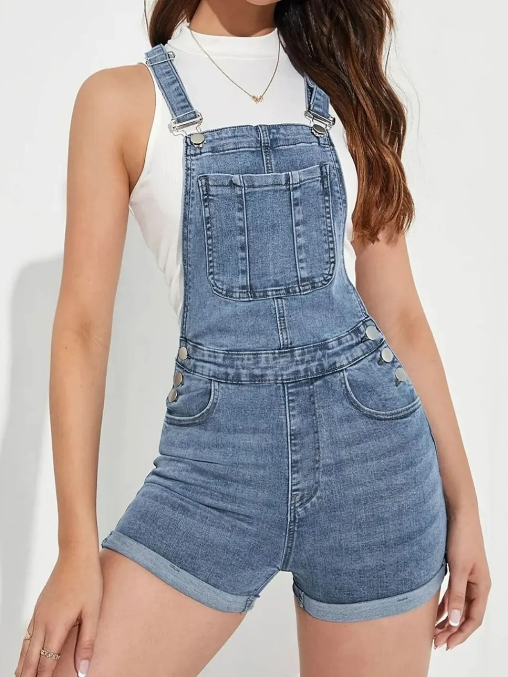Women's Denim Dungaree Shorts — a pair designed to be worn everywhere