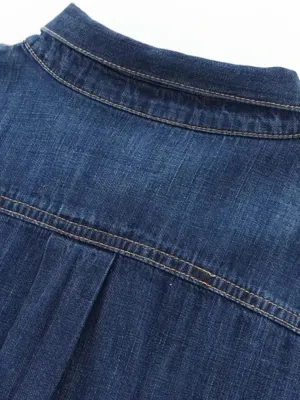 Women's Elegant Denim Shirt with Pussy-Bow — view 4