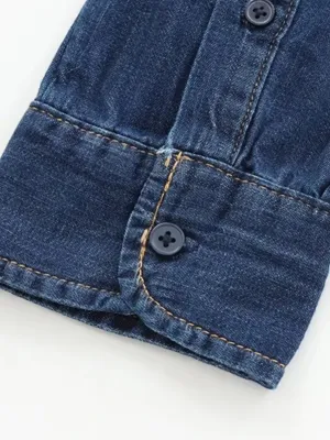 Women's Elegant Denim Shirt with Pussy-Bow — view 6