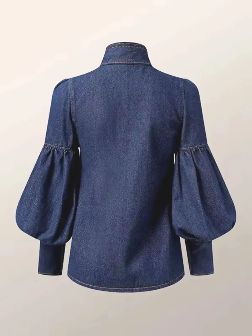 Women's Denim Shirt with Pussy-Bow and Puff Sleeves — endless ways to style it