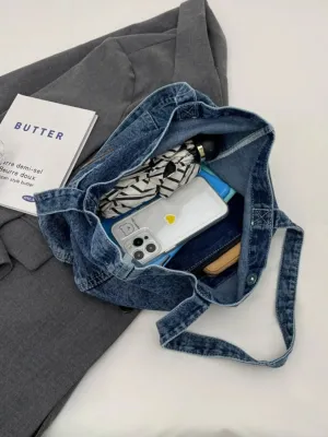 Women's Denim Tote-Style Shoulder Bag — view 4