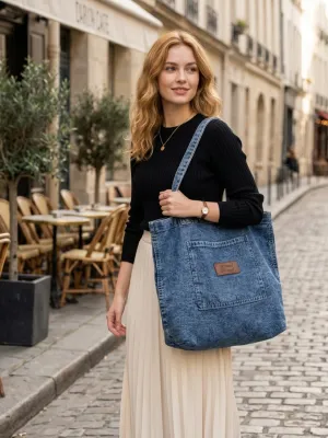 Women's Denim Tote-Style Shoulder Bag — view 5