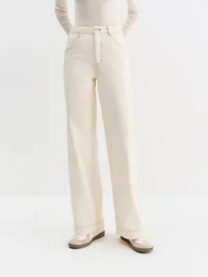 Women's Ecru Straight-Leg Jeans with Contrast Stitching — view 2