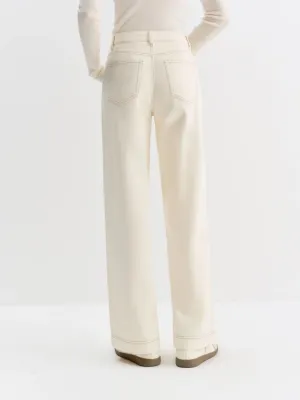 Women's Ecru Straight-Leg Jeans with Contrast Stitching — view 3