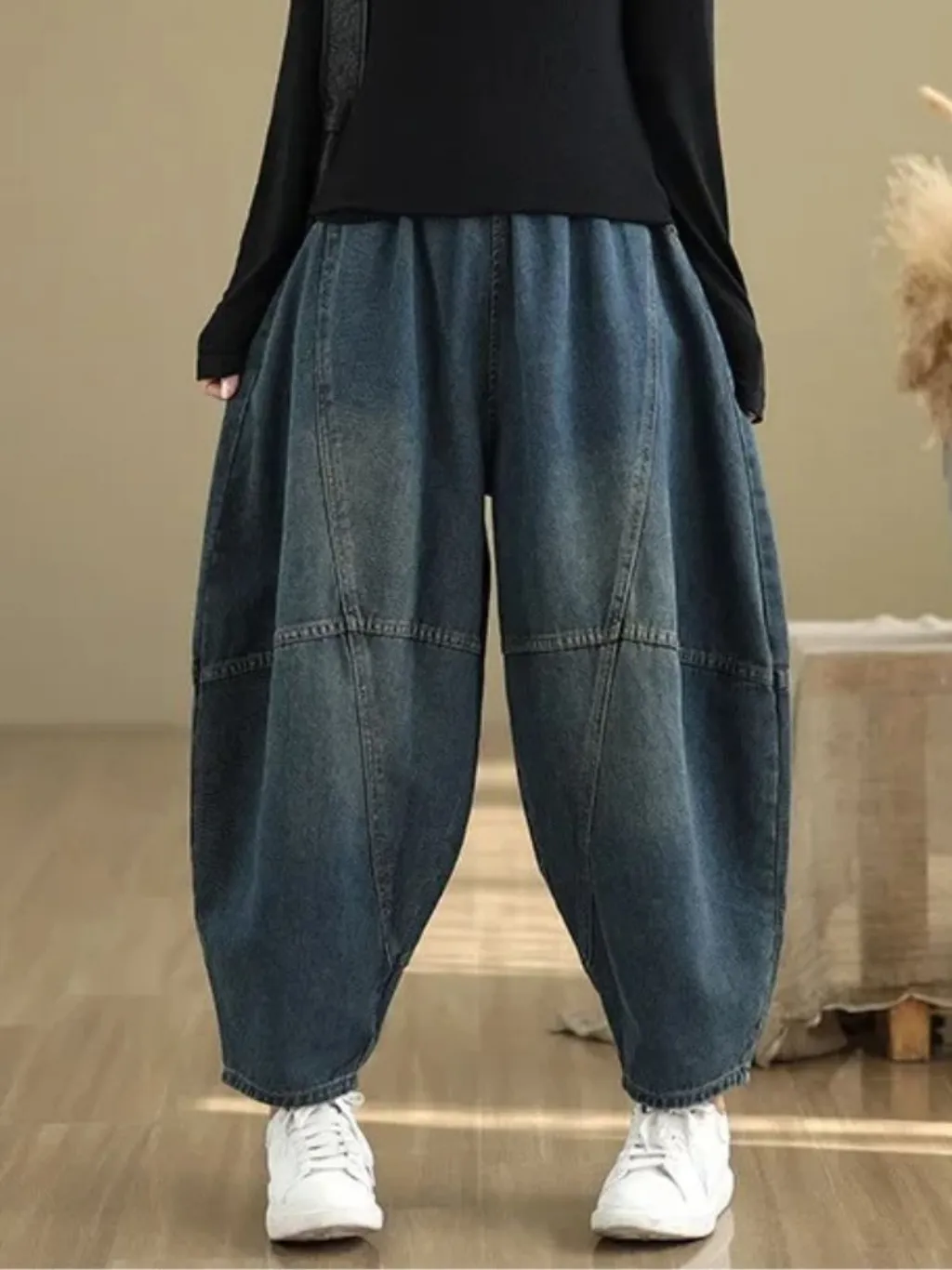 Women's Extra Wide Washed Balloon Jeans with Elastic Waist — a pair designed to be worn everywhere