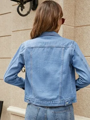 Women's Fitted Blue Denim Jacket — view 5