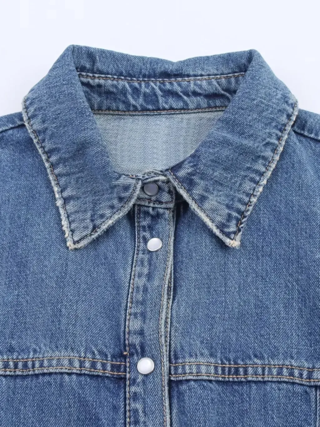 Women's Flared Short Denim Dress with Long Sleeves — quality denim, made to last