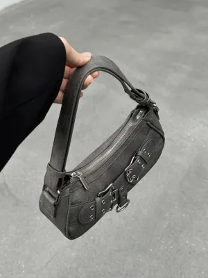 Women's Grey Denim Shoulder Bag Y2K Grunge Style — view 3