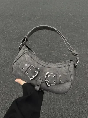 Women's Grey Denim Shoulder Bag Y2K Grunge Style — view 4