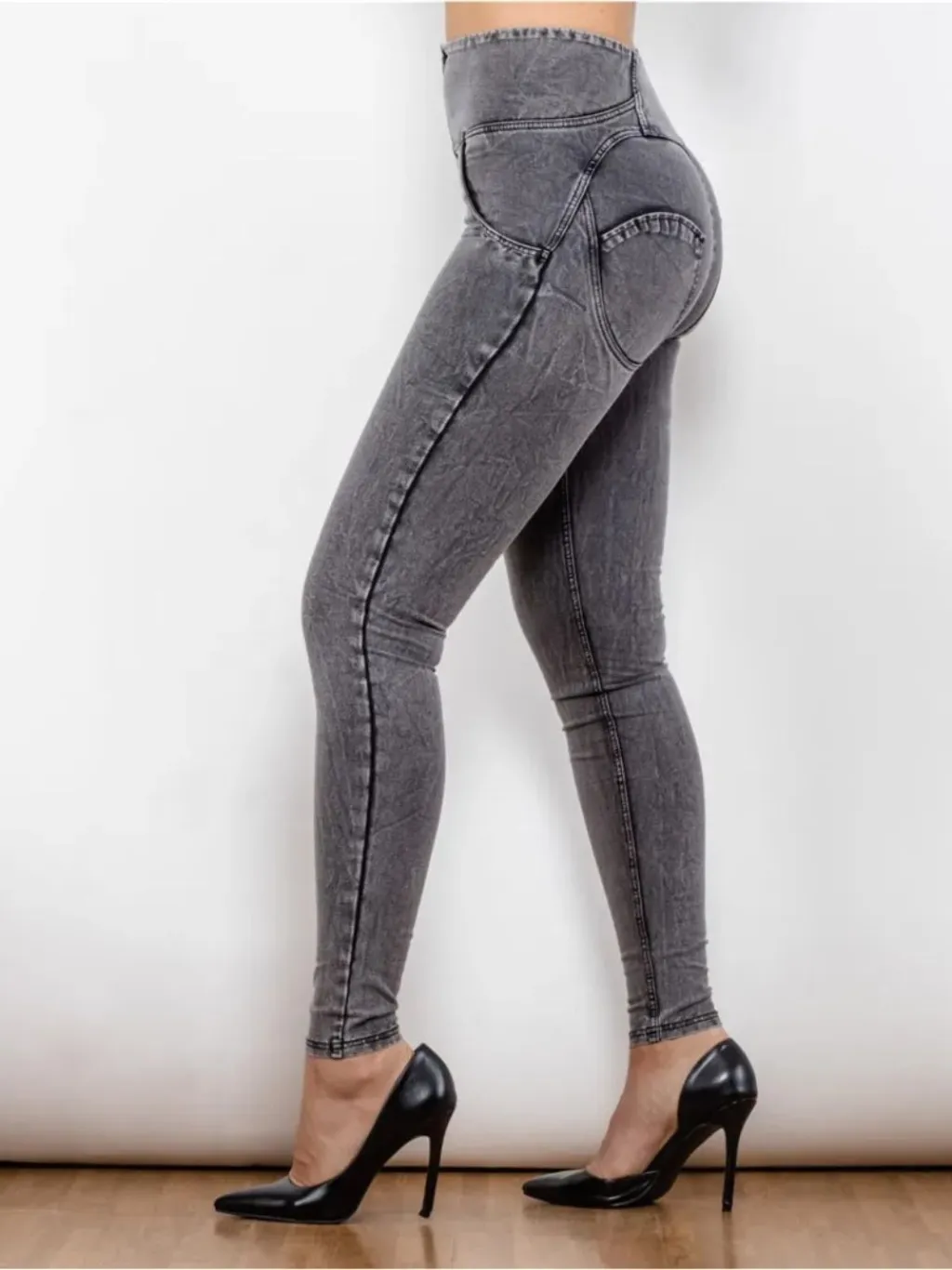 Women's Grey Washed Push-Up Shaping Jeans with Zip — a pair designed to be worn everywhere
