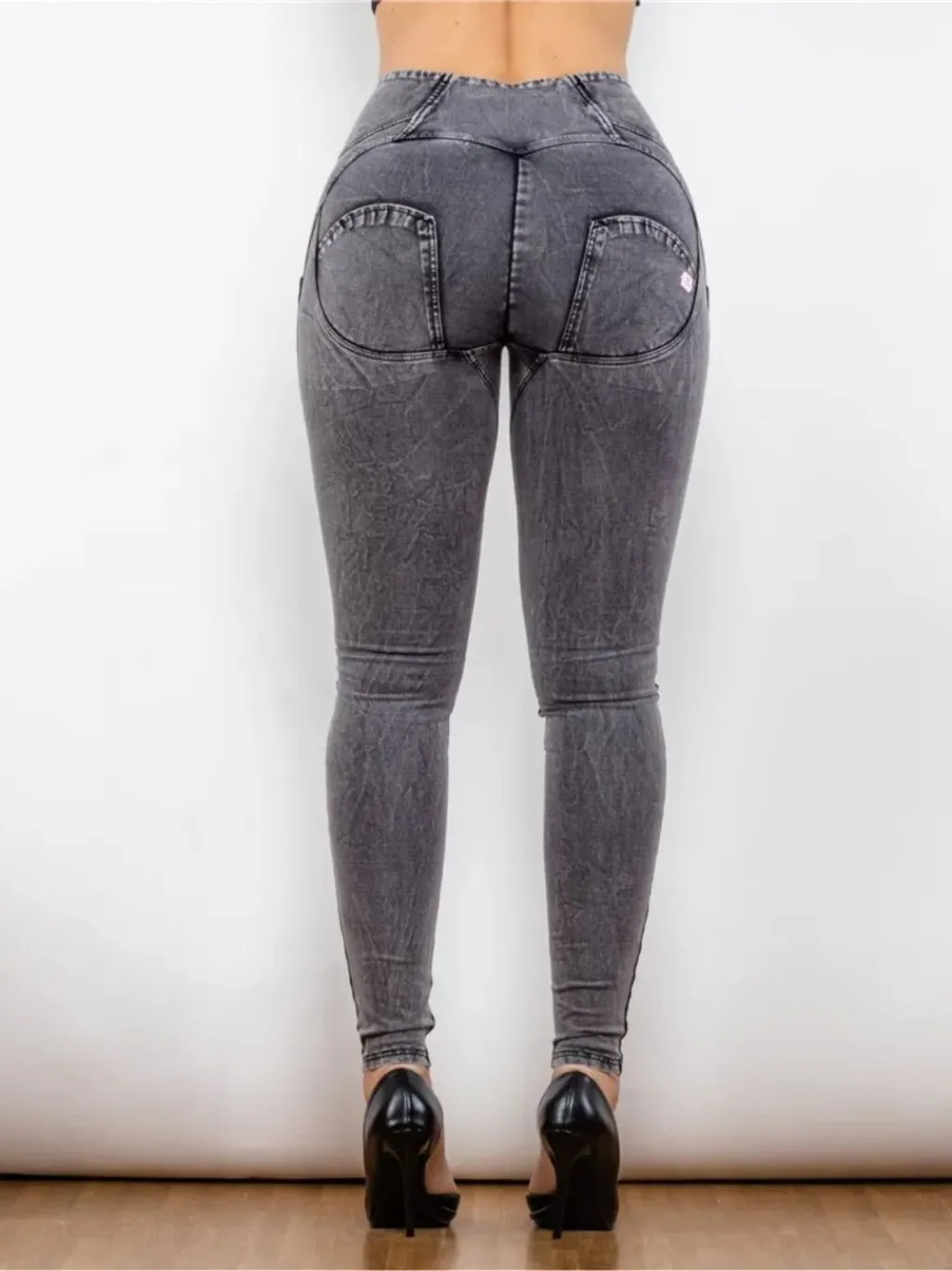 Women's Grey Washed Push-Up Shaping Jeans with Zip — endless ways to style it