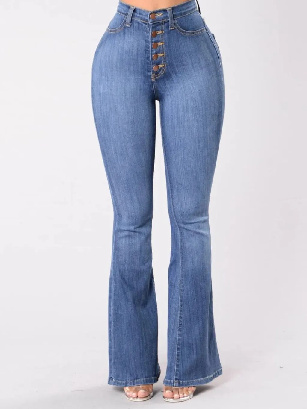 Women's High-Waisted Bootcut Jeans with Buttons — a pair designed to be worn everywhere