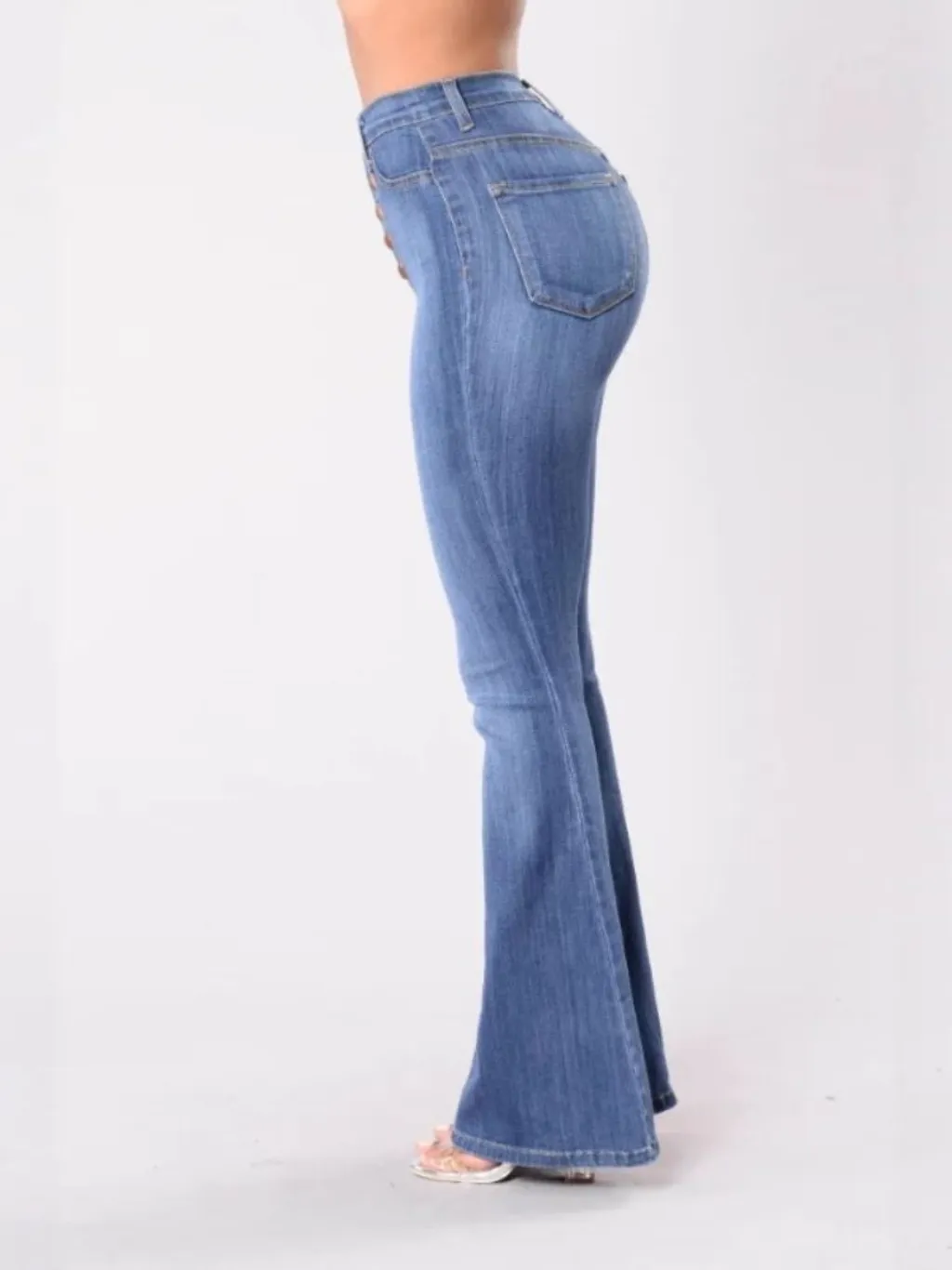 Women's High-Waisted Bootcut Jeans with Buttons — quality denim, made to last