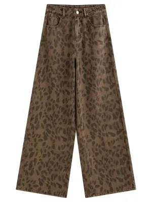 Women's High-Waisted Flare Jeans, Leopard Print — view 10