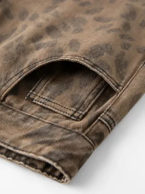 Women's High-Waisted Flare Jeans, Leopard Print — view 6