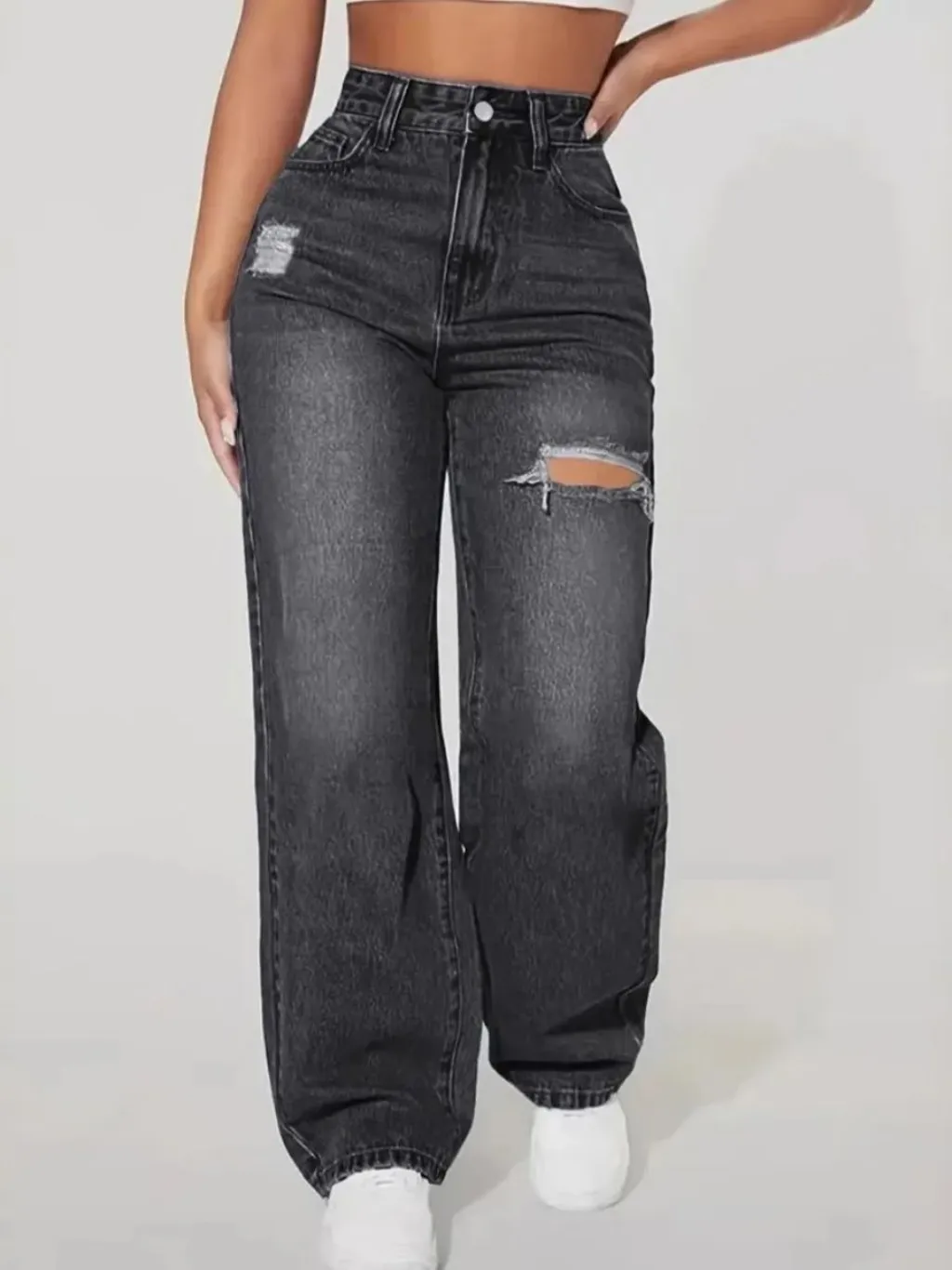 Women's High-Waisted Ripped Wide-Leg Jeans — endless ways to style it