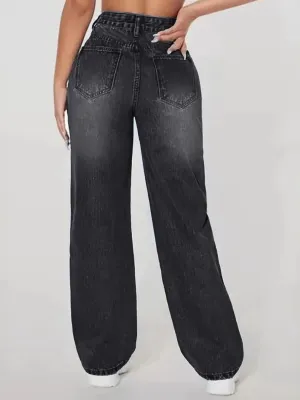 Women's High-Waisted Ripped Wide-Leg Jeans — view 5