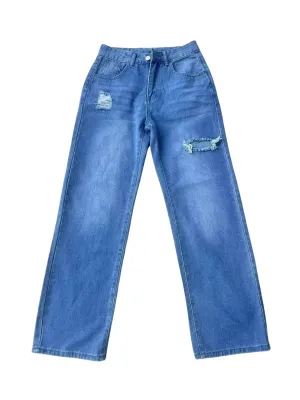 Women's High-Waisted Ripped Wide-Leg Jeans — view 6
