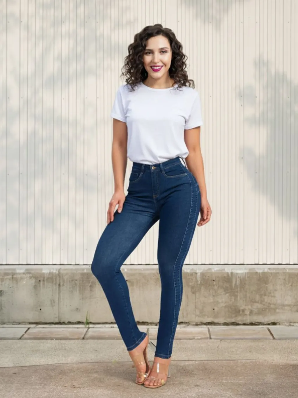 Women's High-Waisted Skinny Jeans, Raw Wash