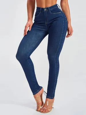 Women's High-Waisted Skinny Jeans, Raw Wash — view 2