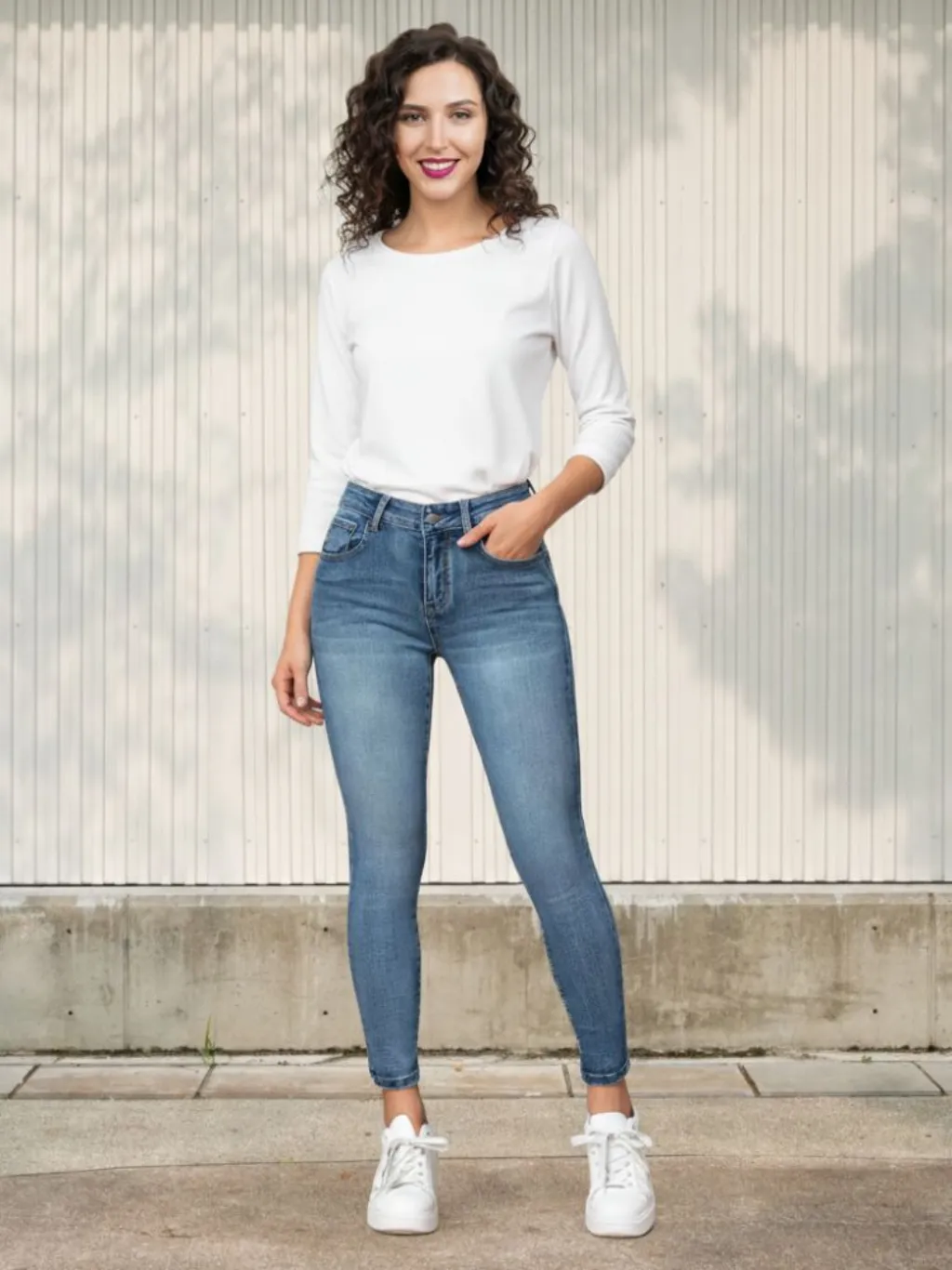Women's High-Waisted Skinny Jeans, Stretch Denim