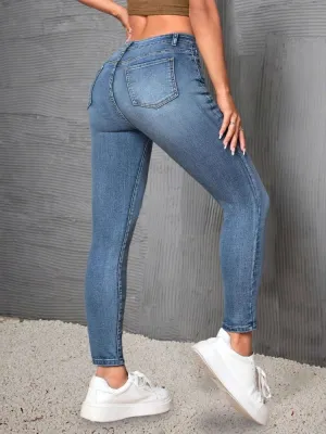 Women's High-Waisted Skinny Jeans, Stretch Denim — view 5