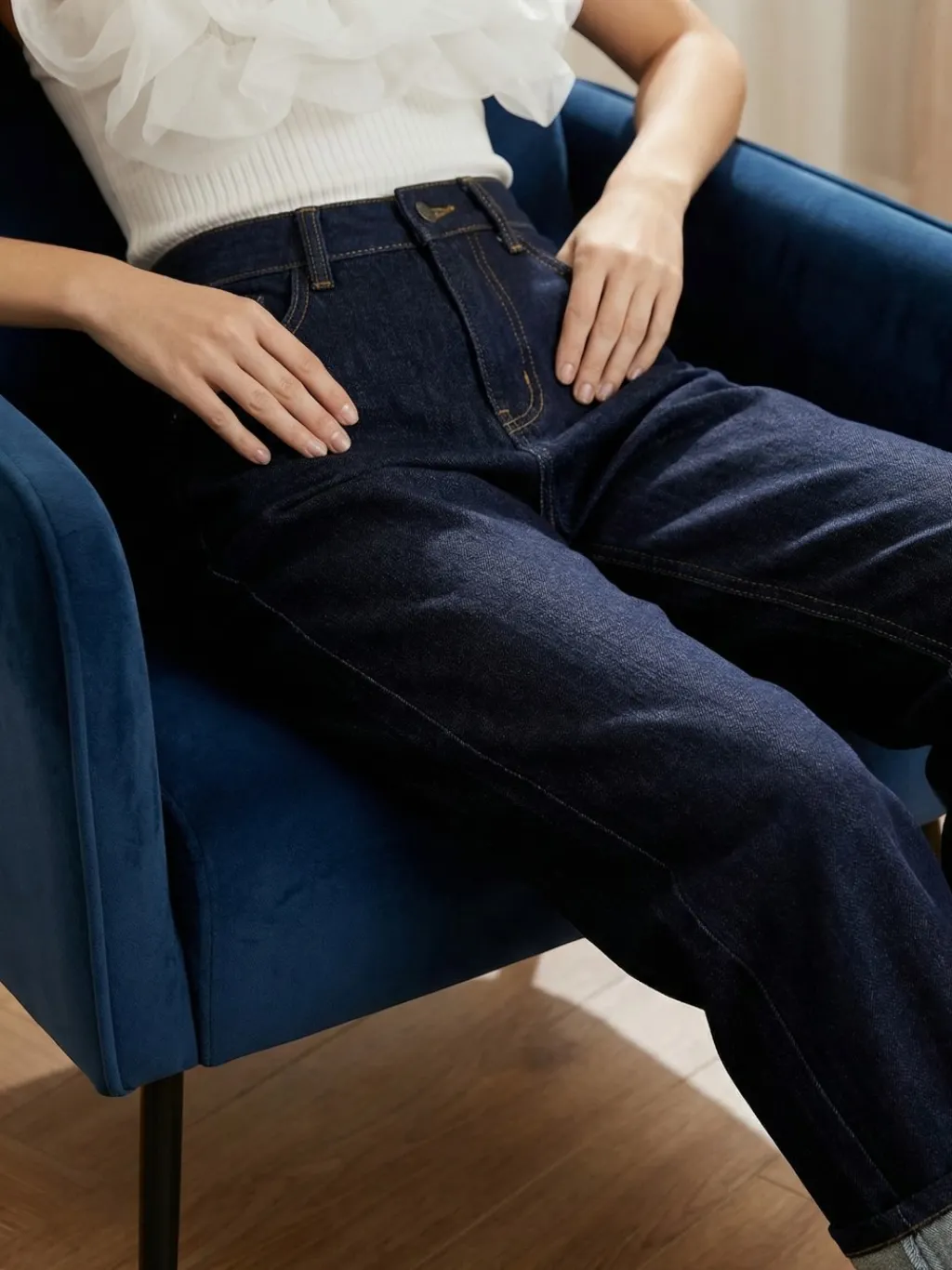 Women's High-Waisted Straight Dark Denim Jeans — endless ways to style it