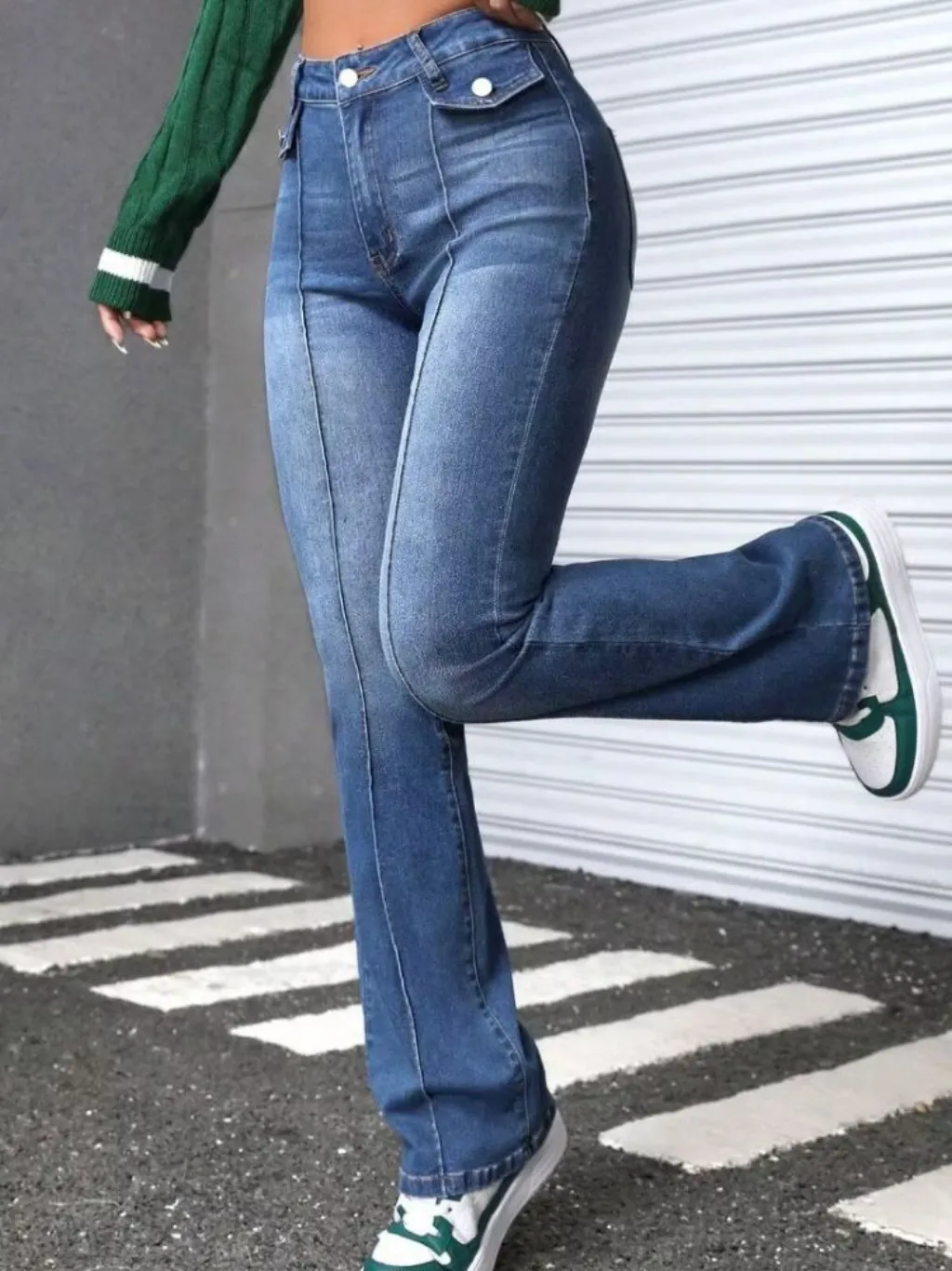 Women's High-Waisted Washed Bootcut Jeans — endless ways to style it