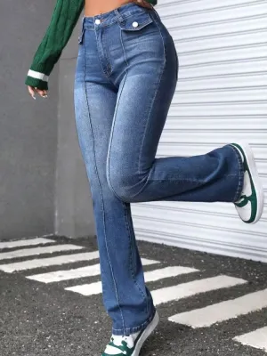 Women's High-Waisted Washed Bootcut Jeans — view 4