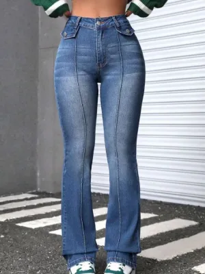 Women's High-Waisted Washed Bootcut Jeans — view 5